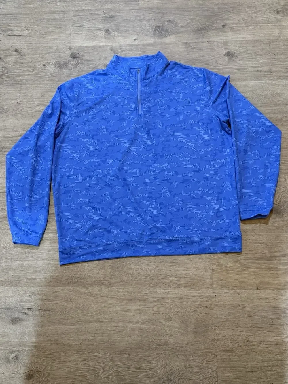 Peter Millar Perth 1/4 Zip Pullover Mens XXL 2XL Blue Tropical Camo Golf Stretch